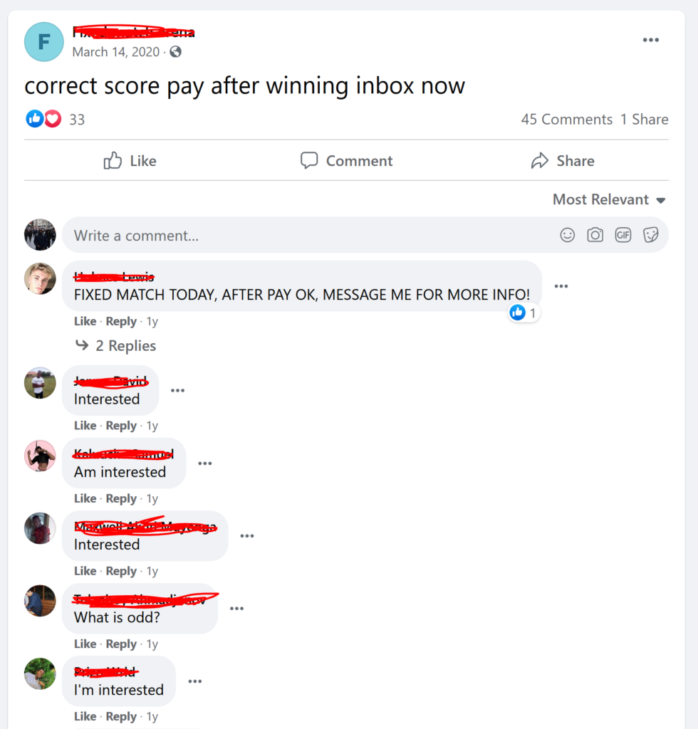 correct score fixed matches scam