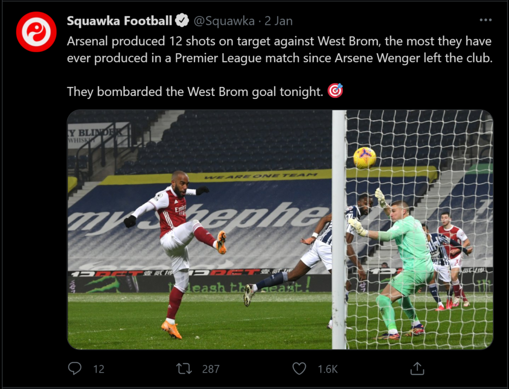 arsenal shots on target