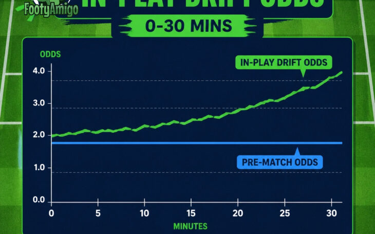 Pre-match odds vs in-play drift